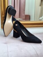 Dámske čierne semišové lodičky na 7cm podpätku CLARISSA