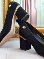 Dámske čierne semišové lodičky na 7cm podpätku CLARISSA