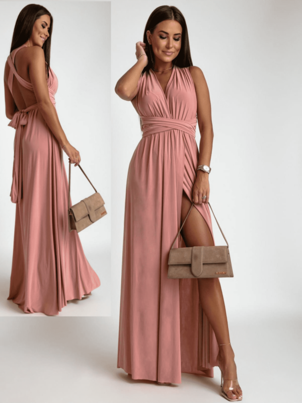 Šaty pre družičky - šaty INFINITY - šaty na viazanie - ružové šaty