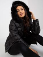 Dámska krátka čierna zimná bunda WINTER SHORT s kapucňou