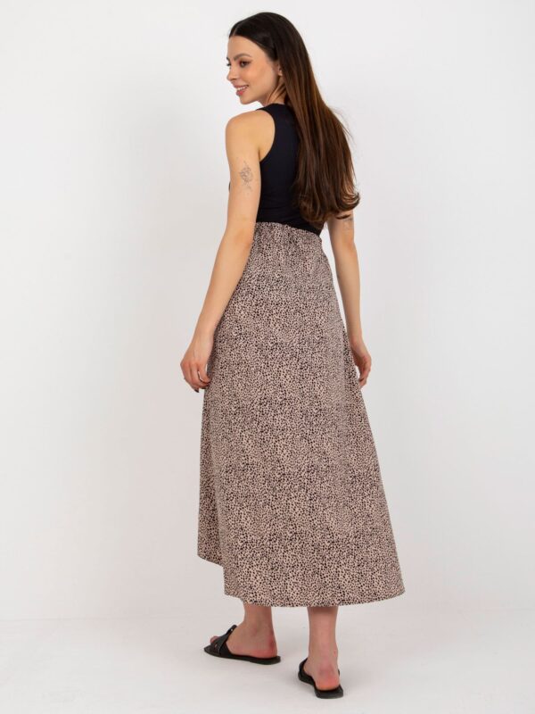 Vzorovaná béžová dlhá letná sukňa s rozparkami
